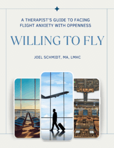 Cover of the Willing to Fly workbook for fear of flying using ACT and ERP therapy techniques